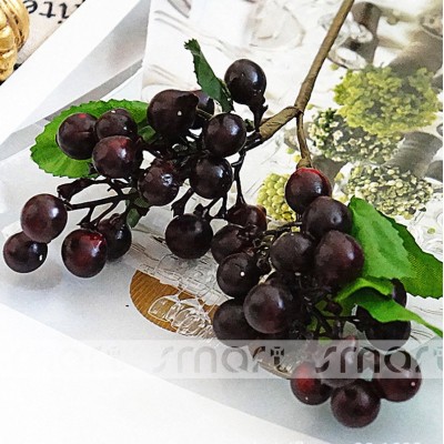 2 Branches Artificial Silk Dark Red Berries Fruit Bouquet Party Decor Home 9"   302845019846